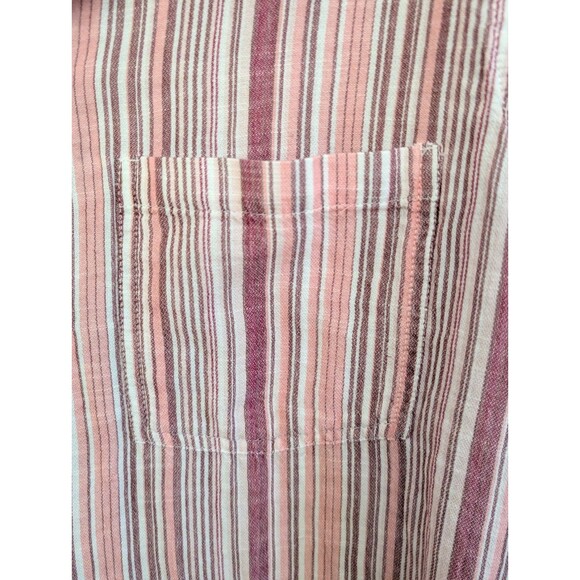 Lucky Brand Striped Button Up Boyfriend Shirt Womens Large Boho Top Preppy Beach - Picture 3 of 8